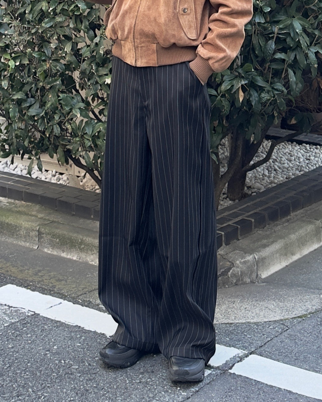 ストライプルーズストレートスラックス NA1115