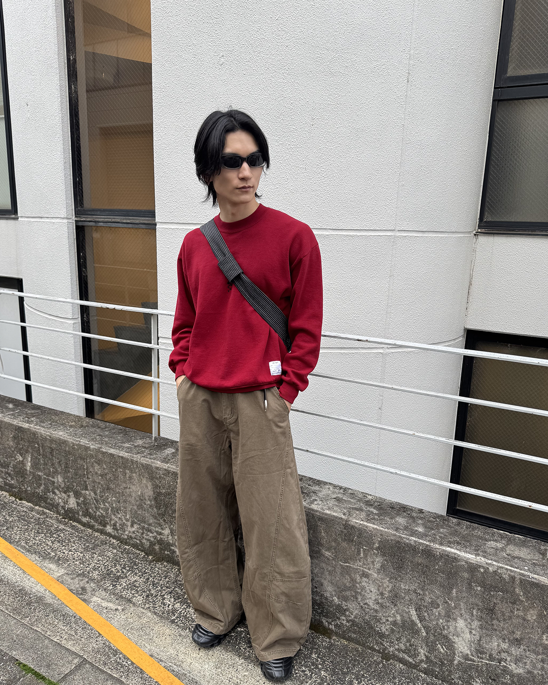 ストライプクレセントショルダーバッグ NA1135