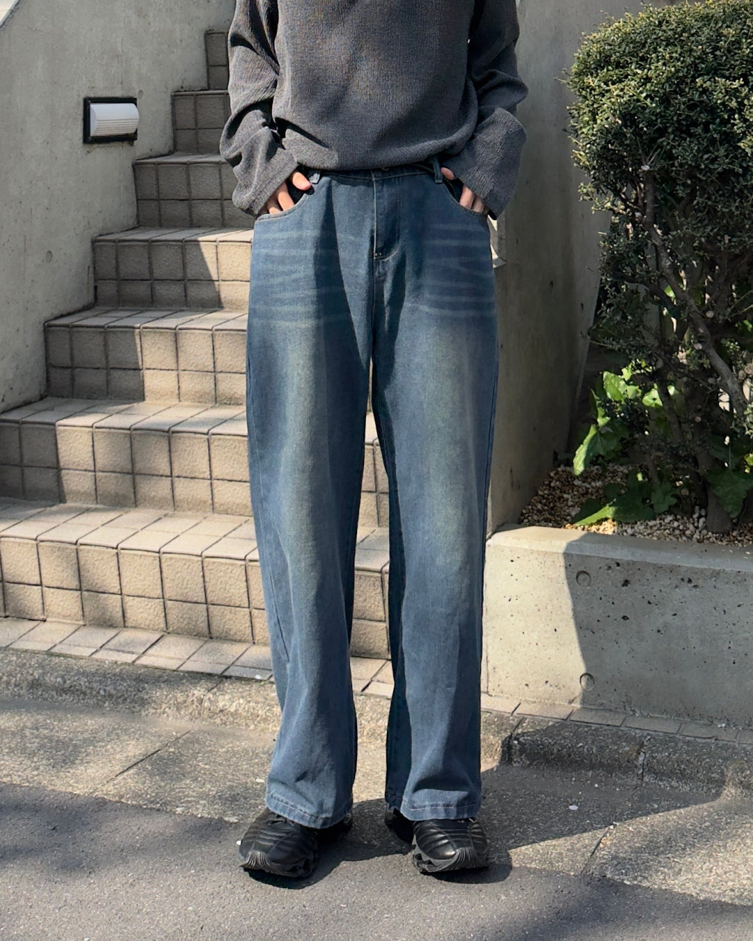 ヴィンテージウォッシュワイドデニムパンツ NA1139