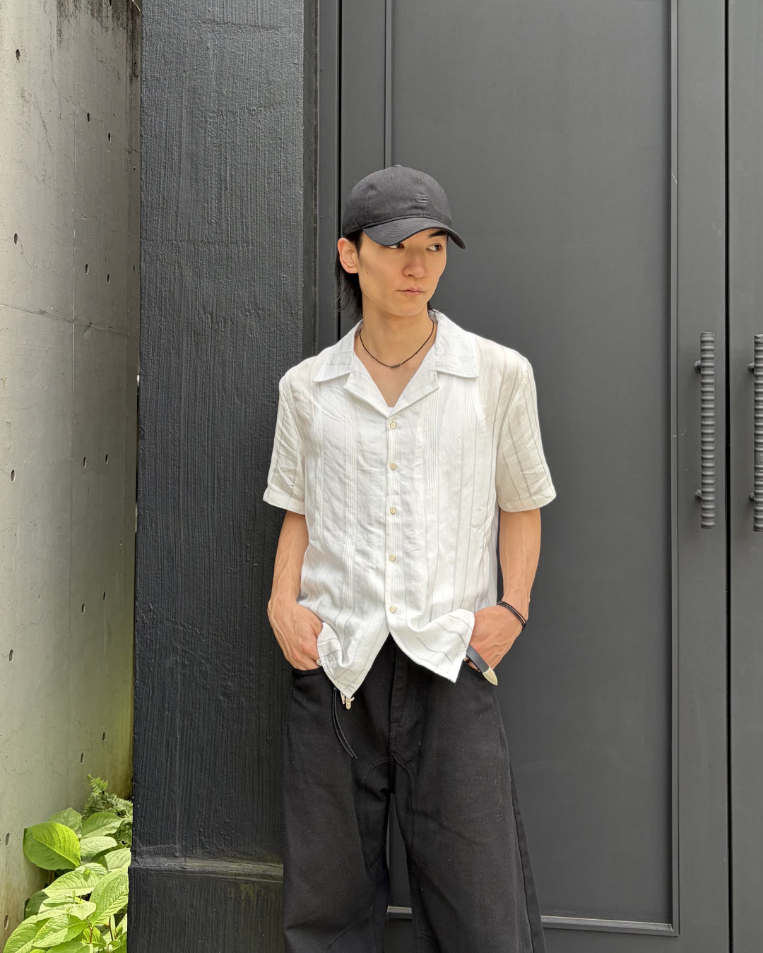 ナチュラルストライプオープンカラーシャツ NA1149