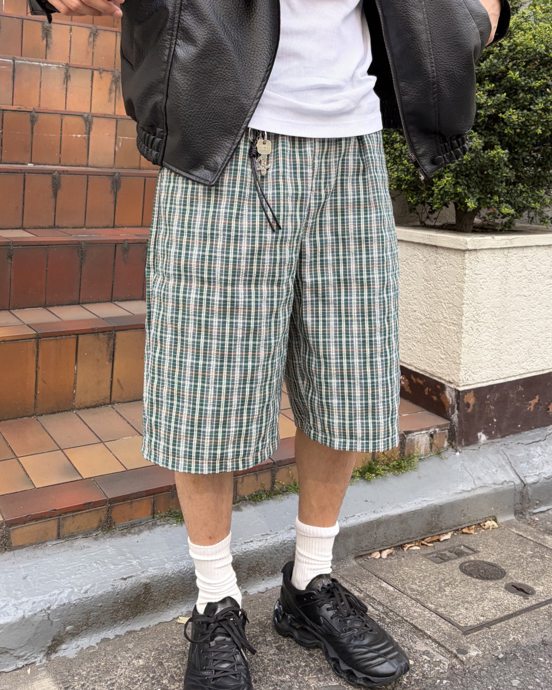 グリーンチェックハーフパンツ NA1159