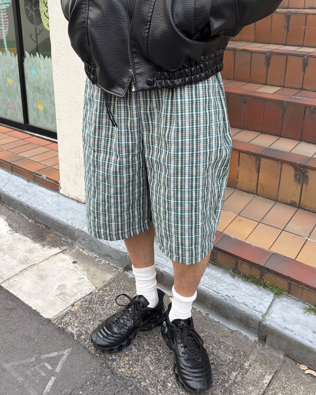 グリーンチェックハーフパンツ NA1159