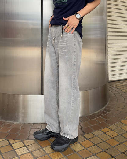 スモーキーグレーコントラストワイドレッグジーンズ
NA1174