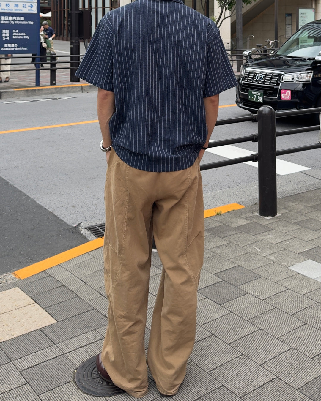 ダークブルーストライプ半袖シャツ NA1199