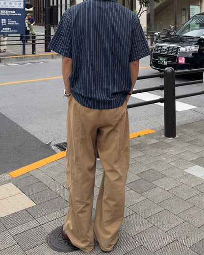 ダークブルーストライプ半袖シャツ NA1199