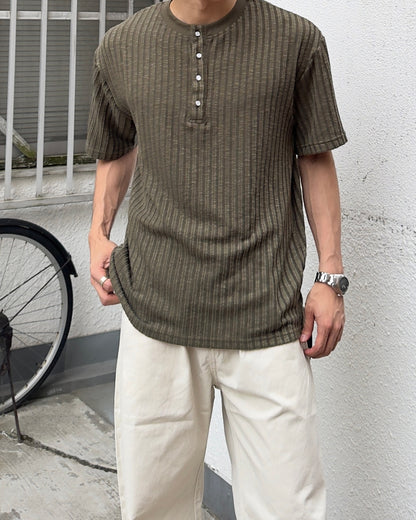 ヘンリーネックラインニット半袖Tシャツ NA1235