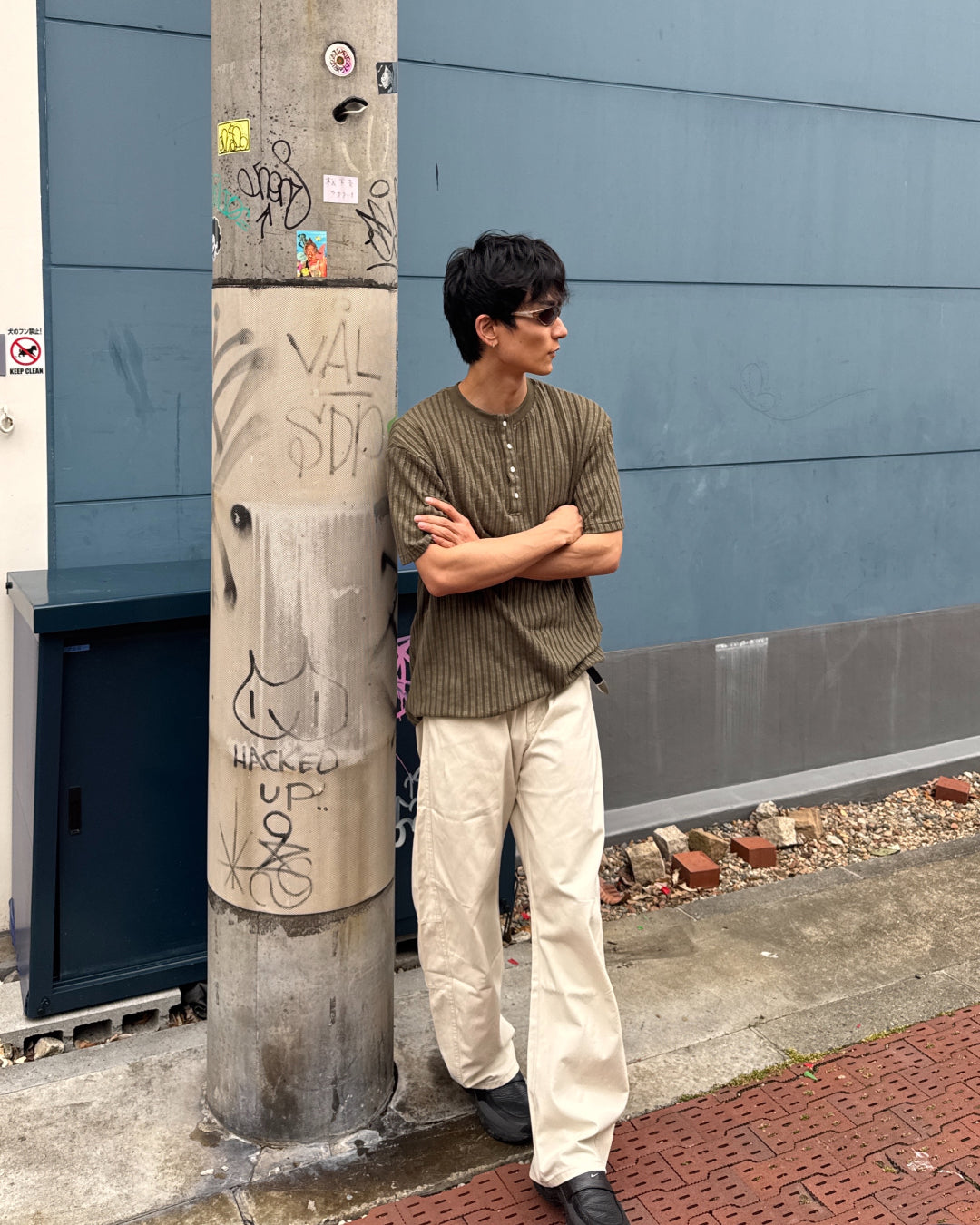 ヘンリーネックラインニット半袖Tシャツ NA1235