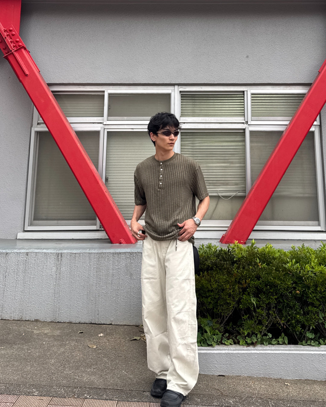 ヘンリーネックラインニット半袖Tシャツ NA1235