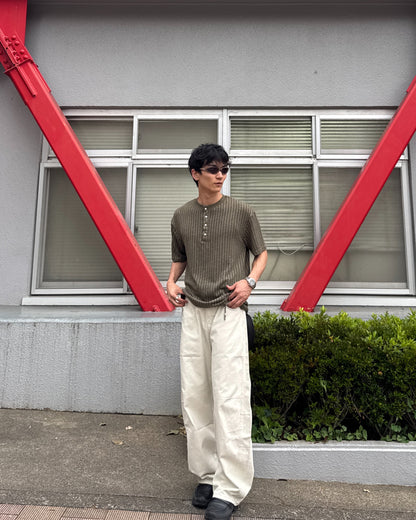 ヘンリーネックラインニット半袖Tシャツ NA1235