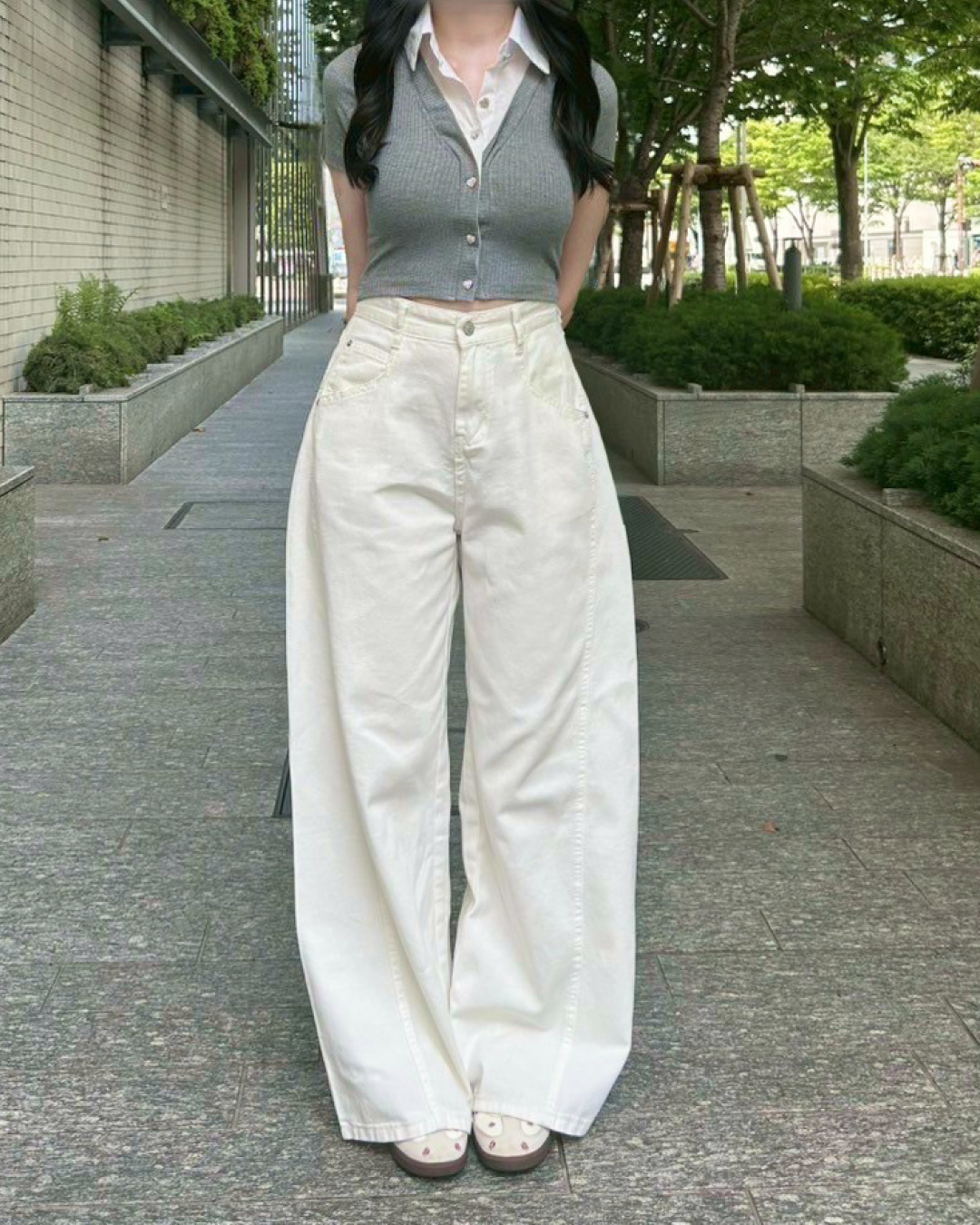 ホワイトワイドデニムパンツ NO0003