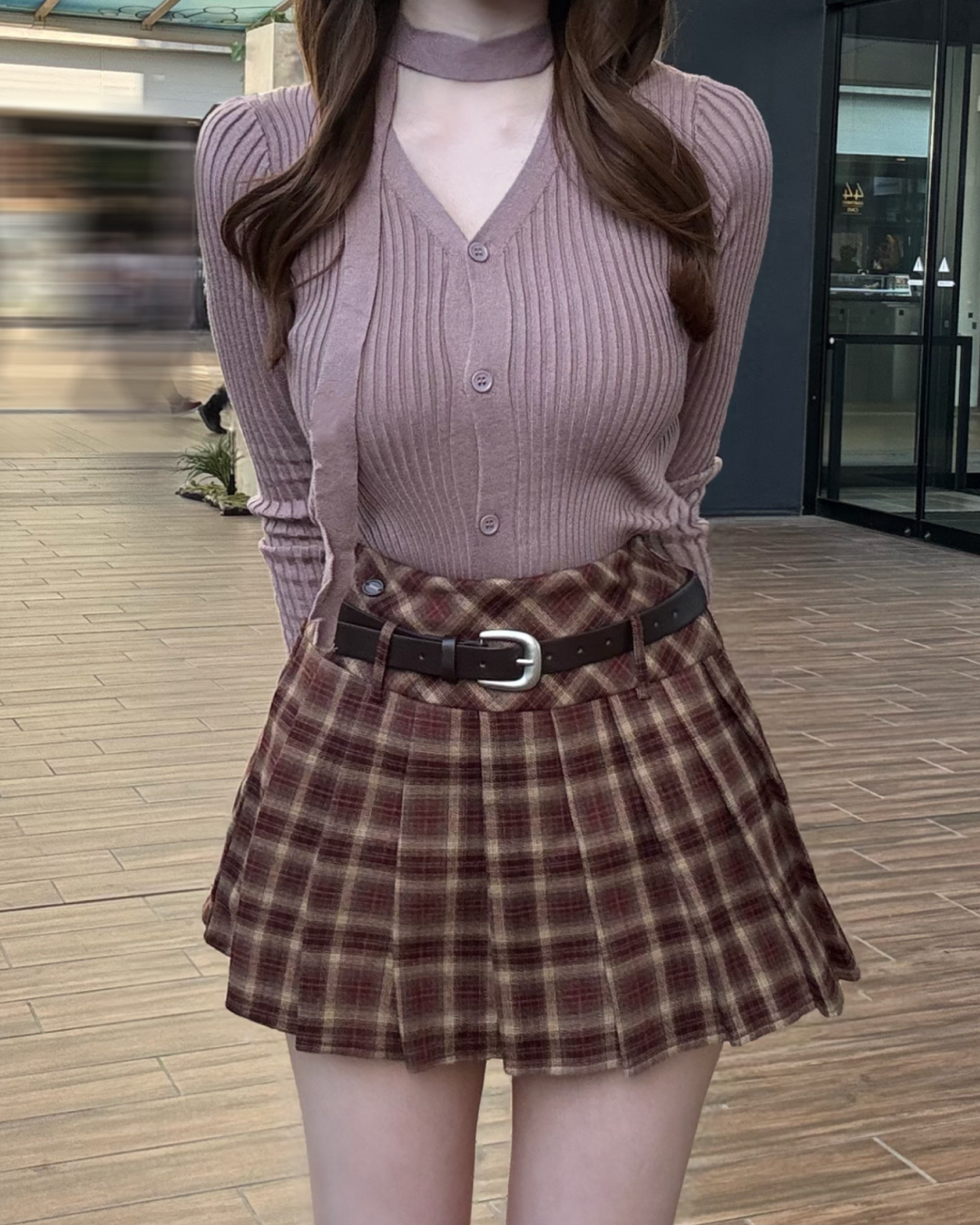 タイ付きVネックカーディガン NO0135