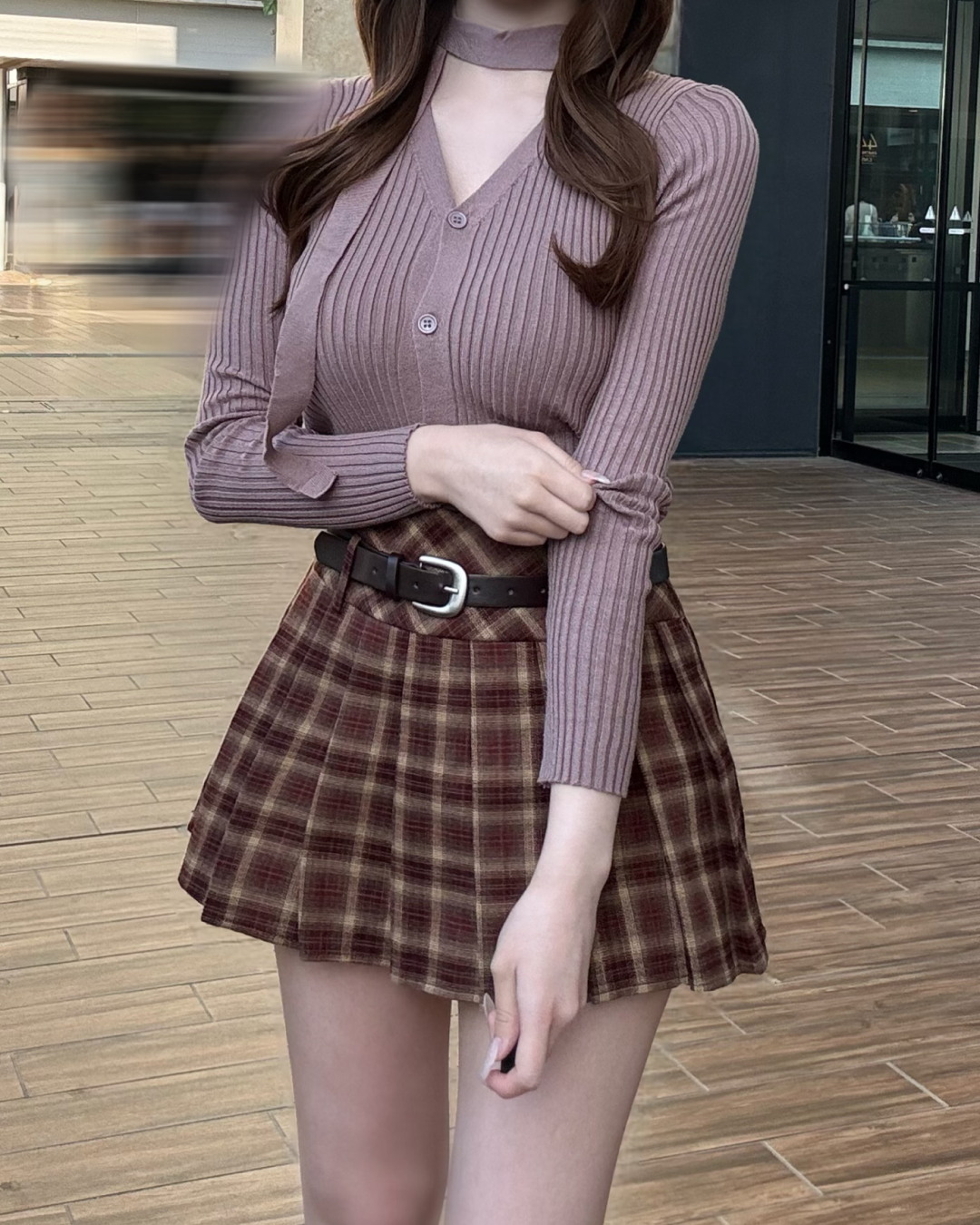 タイ付きVネックカーディガン NO0135