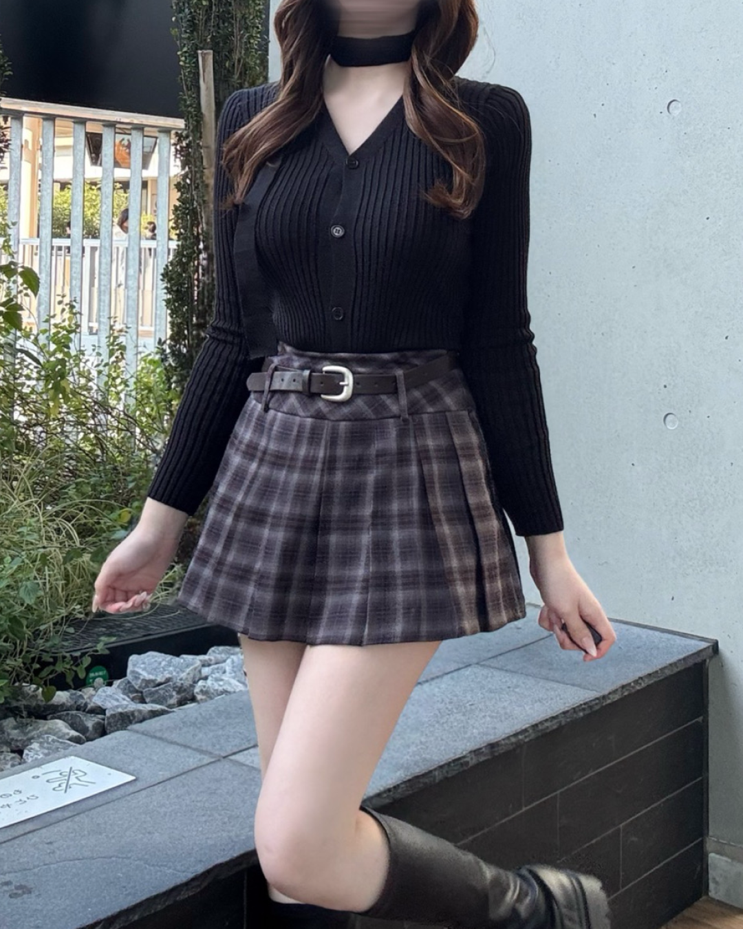 タイ付きVネックカーディガン NO0135