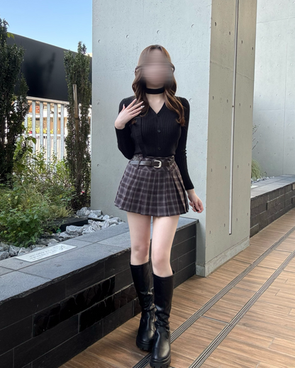 タイ付きVネックカーディガン NO0135