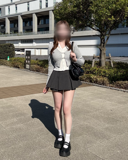 2ピースバイカラーカーディガン NO0152