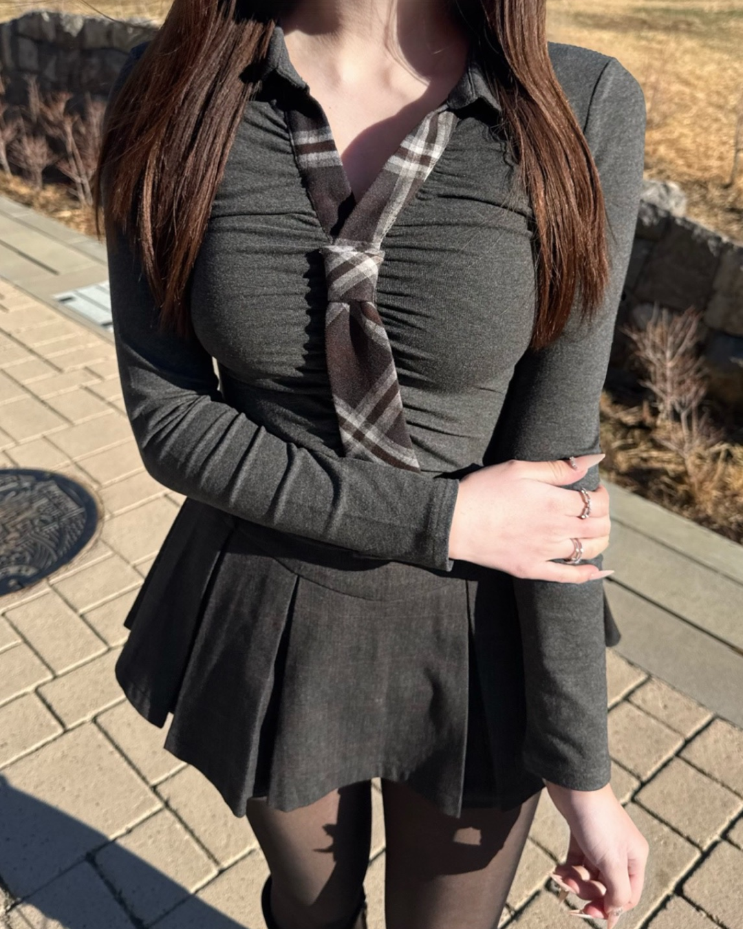 タイ付きギャザーニットシャツ
NO0166