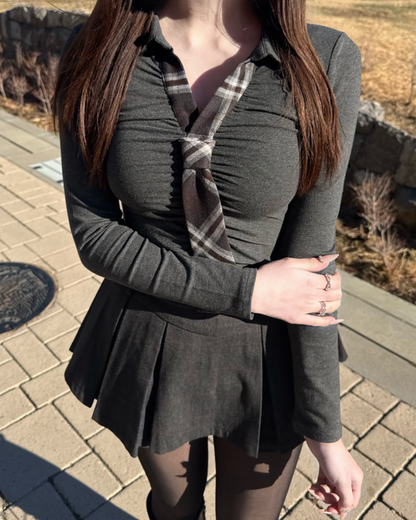 タイ付きギャザーニットシャツ
NO0166