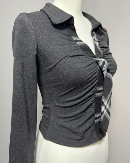 タイ付きギャザーニットシャツ
NO0166