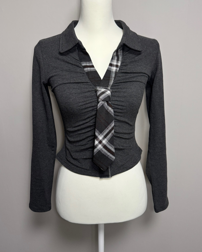 タイ付きギャザーニットシャツ
NO0166