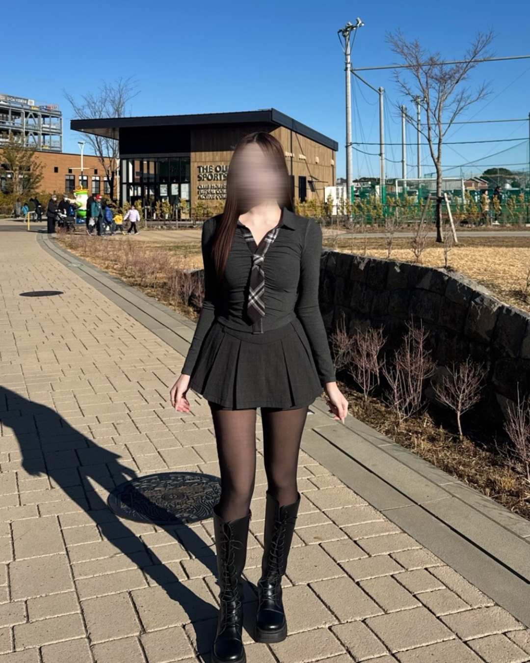 レースアップレザーライク厚底ブーツ
NO0170