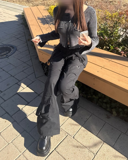 マルチポケットデザインフレアカーゴパンツ
NO0175