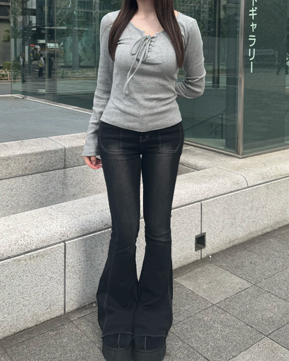 ベースレイヤー付きレースアップニットトップ
NO0197