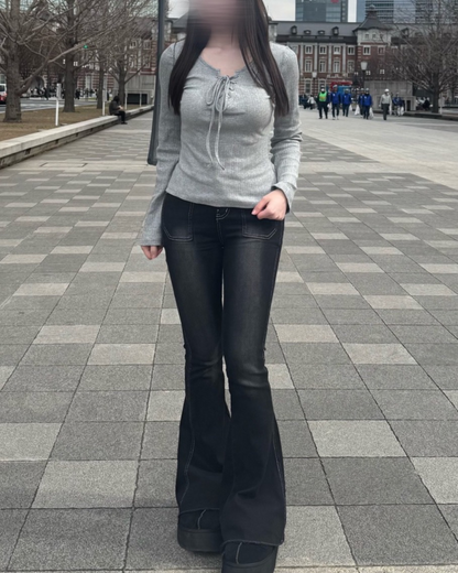 ベースレイヤー付きレースアップニットトップ
NO0197