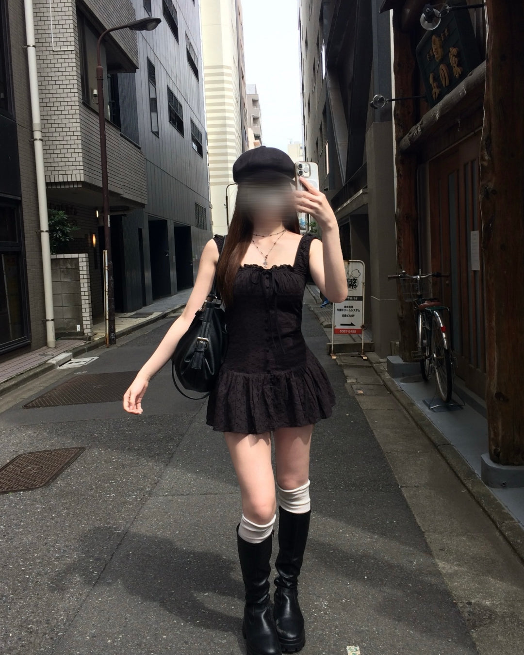 タイトウェストストラップレースワンピ NO0225