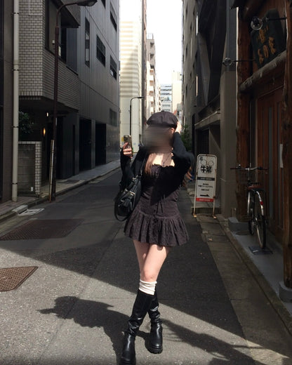 タイトウェストストラップレースワンピ NO0225