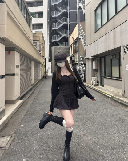 タイトウェストストラップレースワンピ NO0225