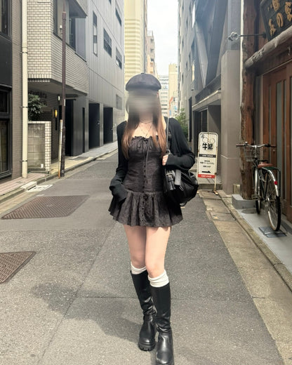タイトウェストストラップレースワンピ NO0225