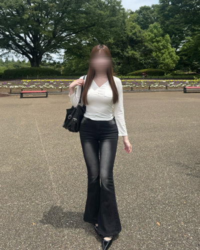ヘンリーネックスリムVネックトップ
NO0253