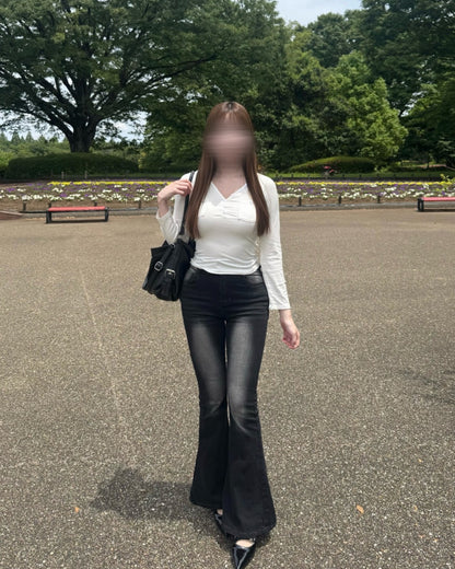 ヘンリーネックスリムVネックトップ
NO0253