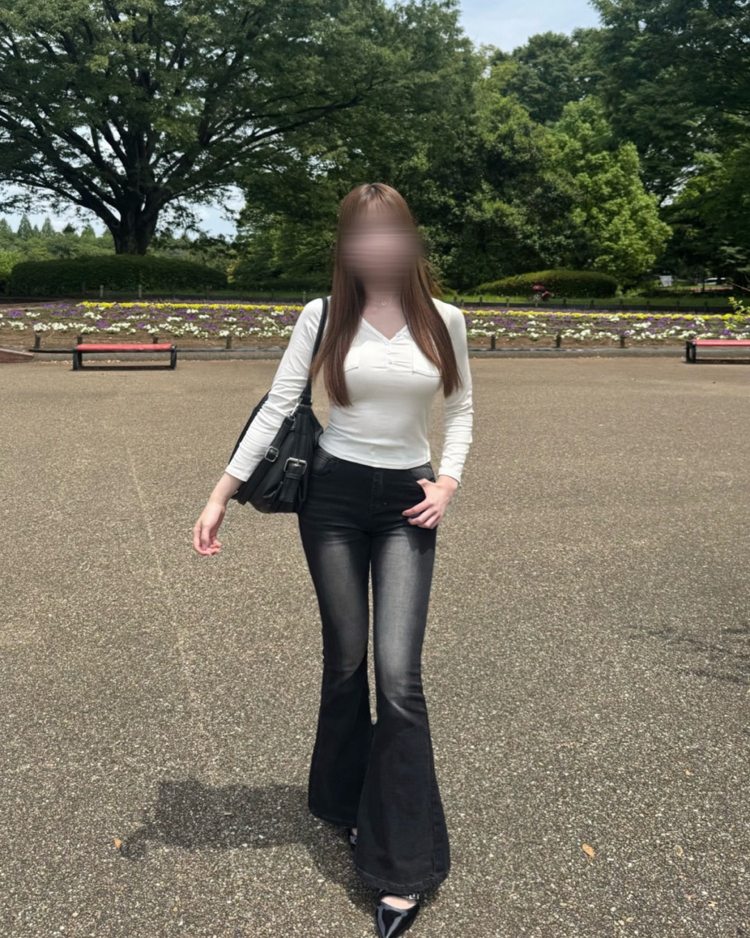 ヘンリーネックスリムVネックトップ
NO0253