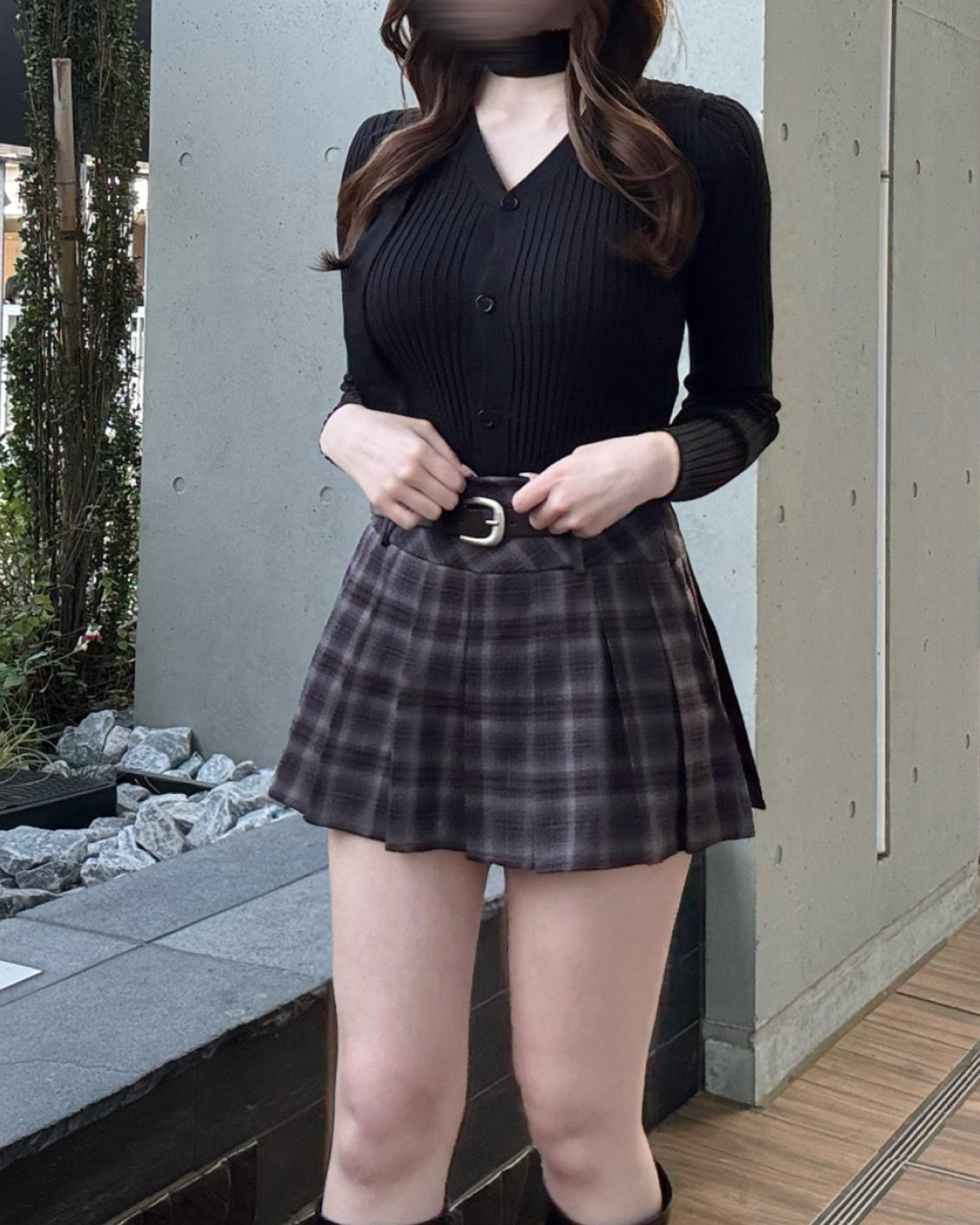 【即納】ベルト付きチェックプリーツミニスカート NO5001