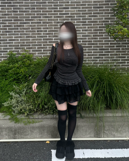 【即納】レースリボンワンショルダーニット NO5002