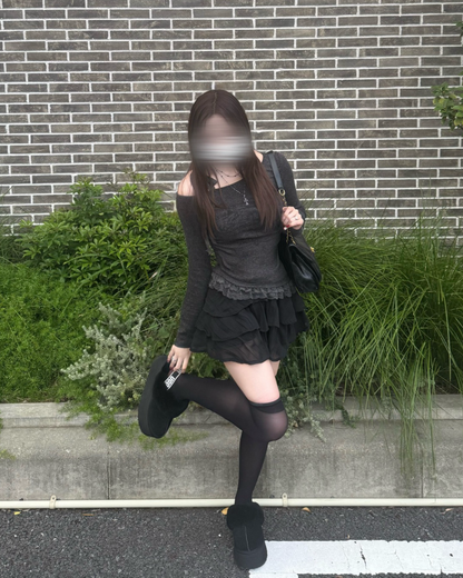 【即納】レースリボンワンショルダーニット NO5002