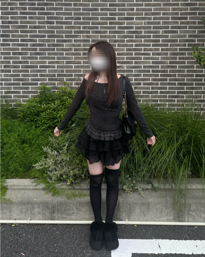 【即納】レースリボンワンショルダーニット NO5002