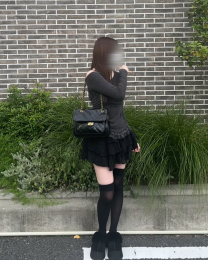 【即納】レースリボンワンショルダーニット NO5002