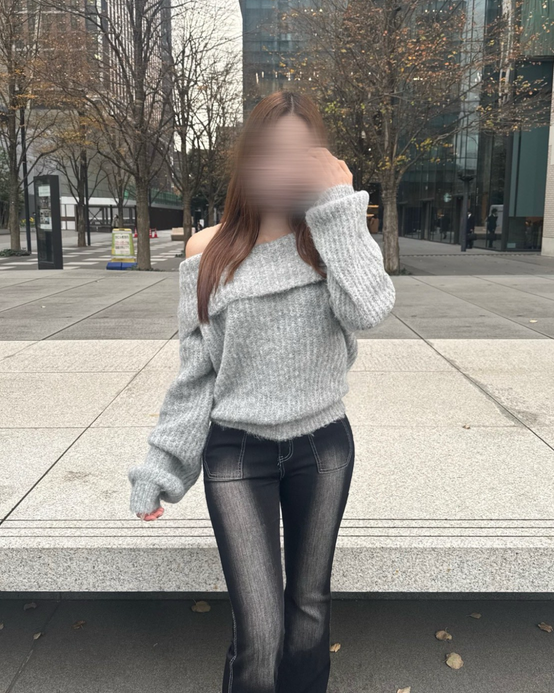 【即納】オフショルダーローゲージニット NO5004