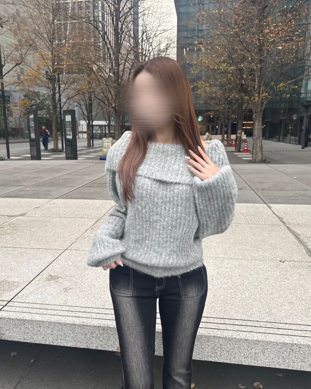 【即納】オフショルダーローゲージニット NO5004