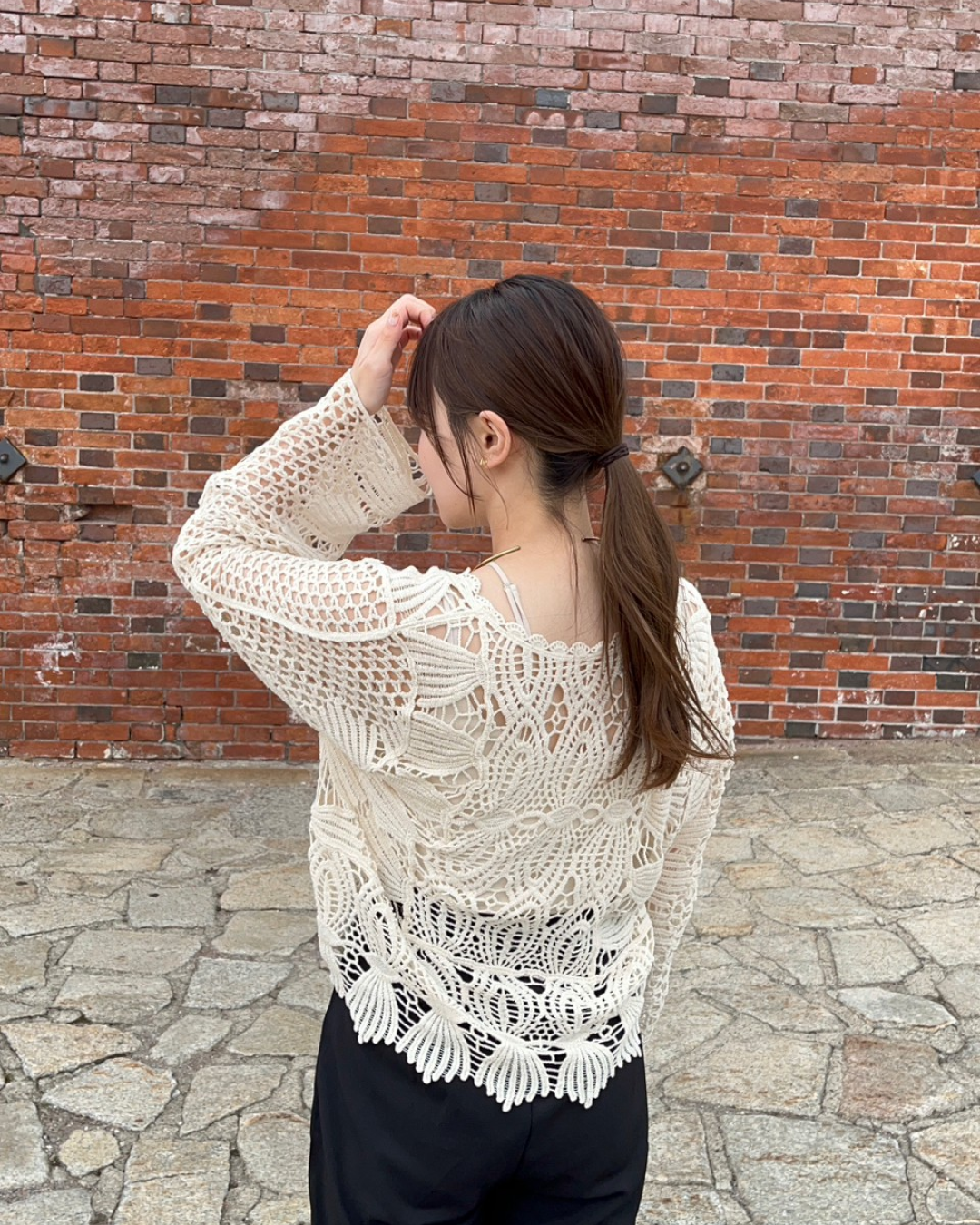 Lace knit blouse O0004