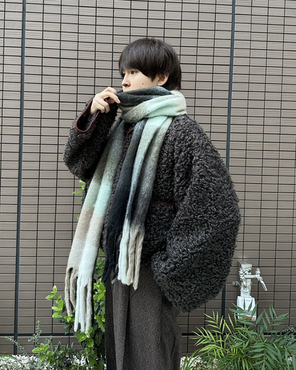 グレイッシュチェックマフラー OD0049