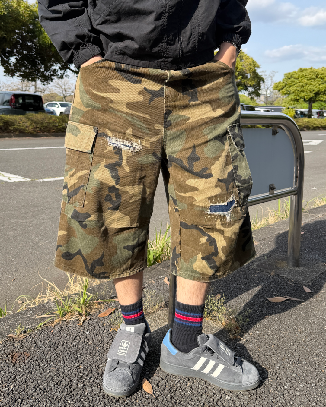 迷彩ダメージショーツ OK0145