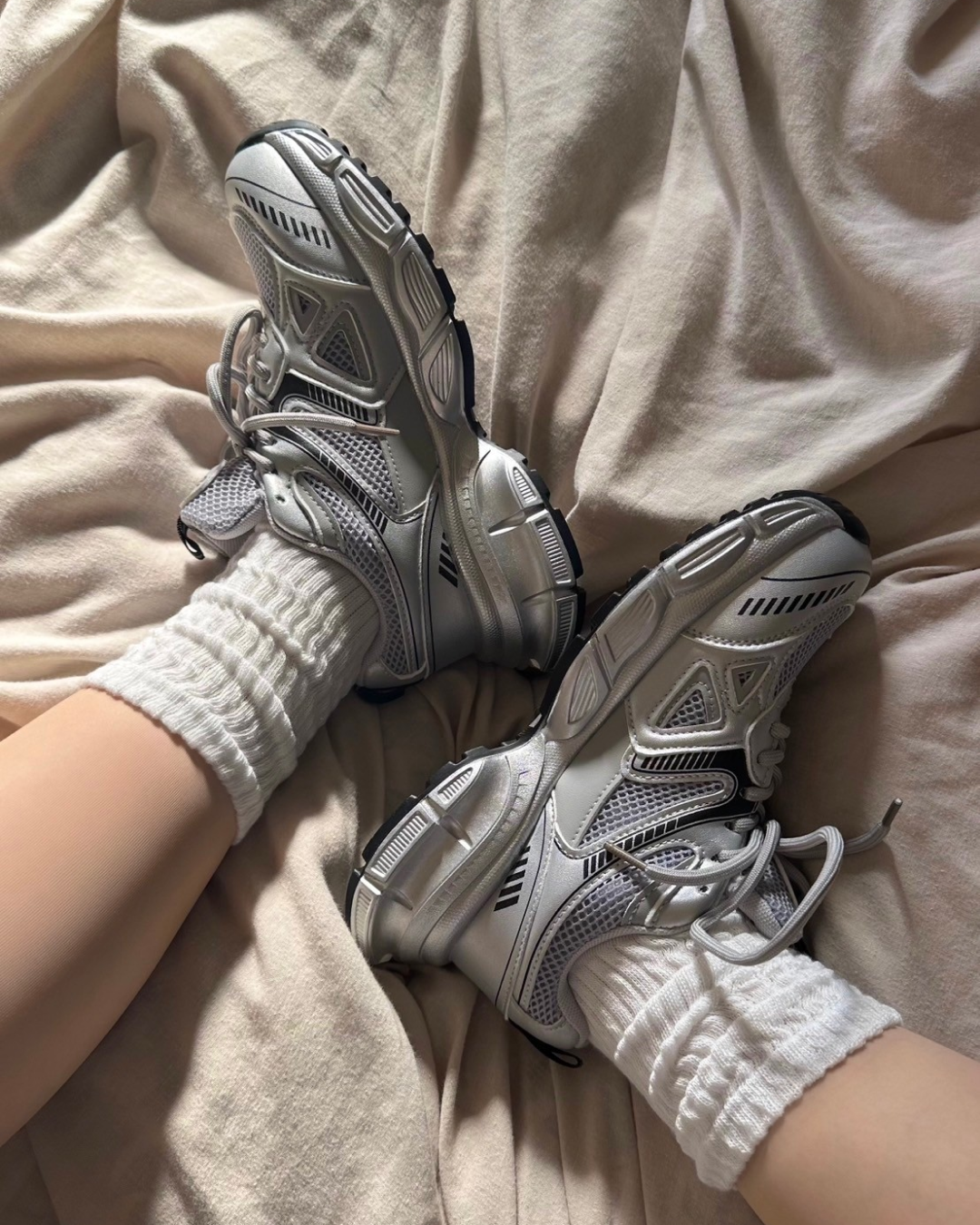 Mesh silver sneakers OS0001