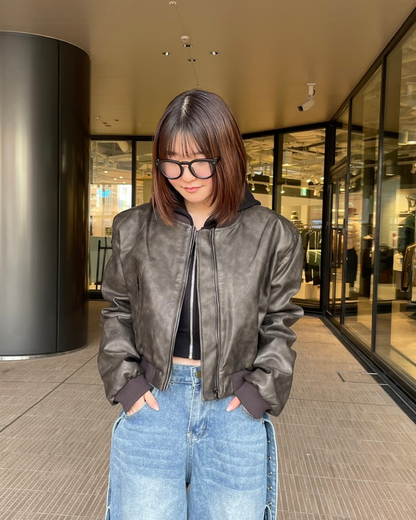 Short leather jacket CH0005