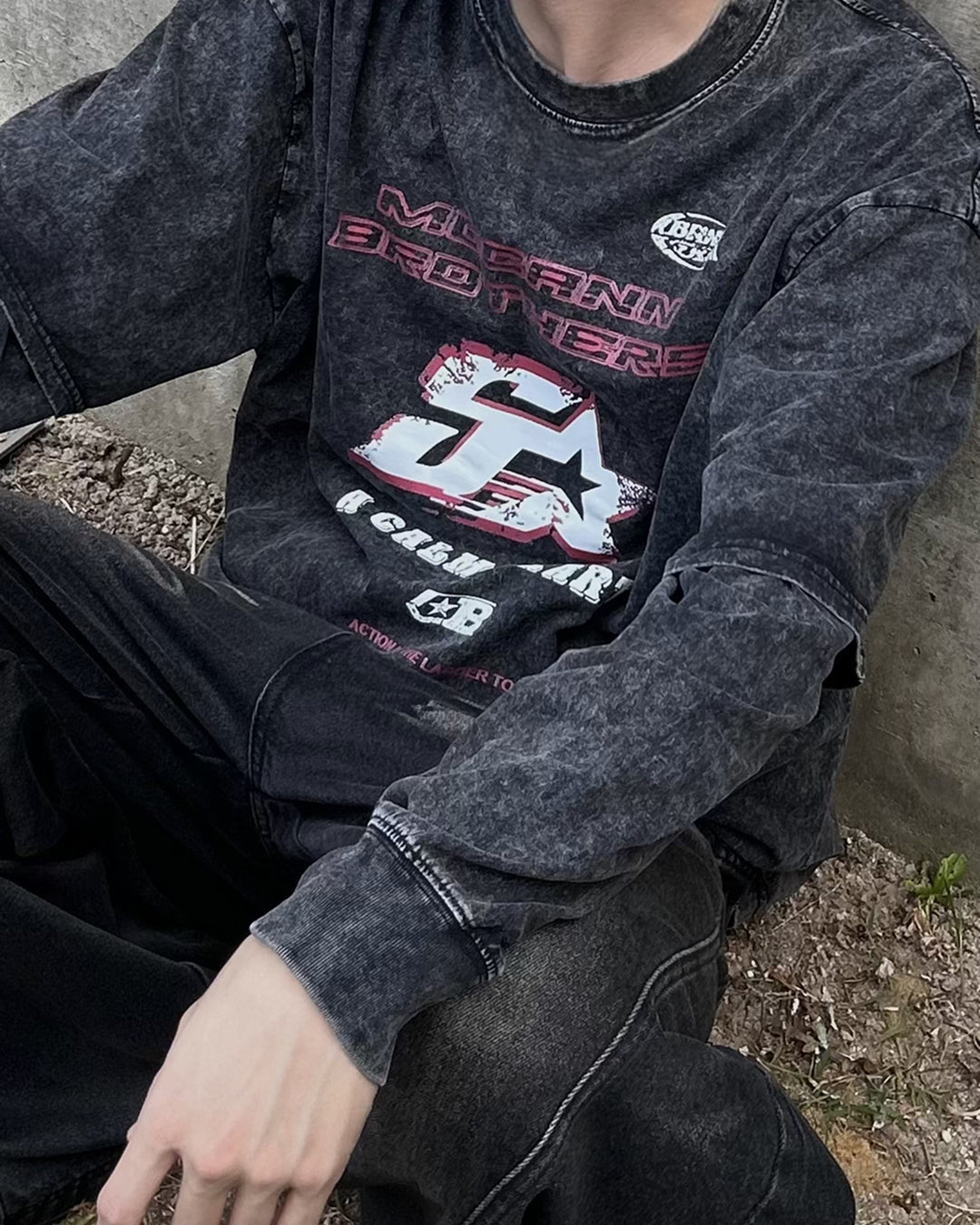 ヴィンテージレイヤードグラフィックロングTシャツ OU0022