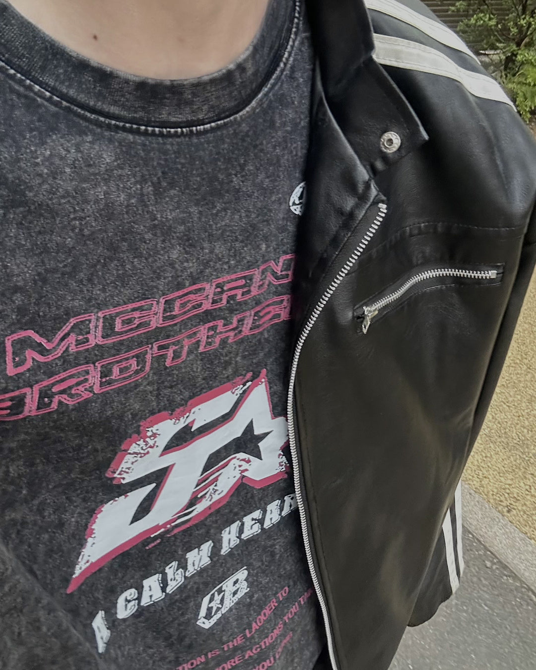 ヴィンテージレイヤードグラフィックロングTシャツ OU0022