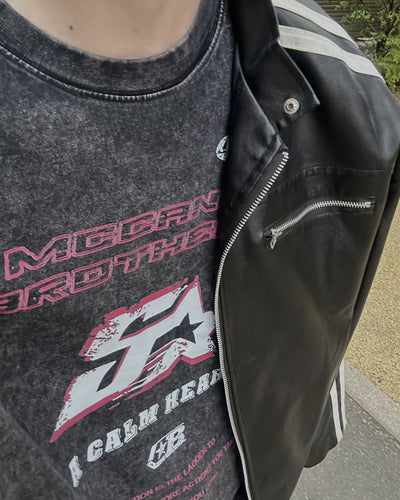 ヴィンテージレイヤードグラフィックロングTシャツ OU0022
