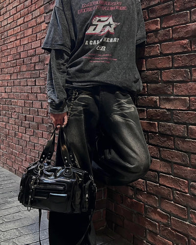 ヴィンテージレイヤードグラフィックロングTシャツ OU0022
